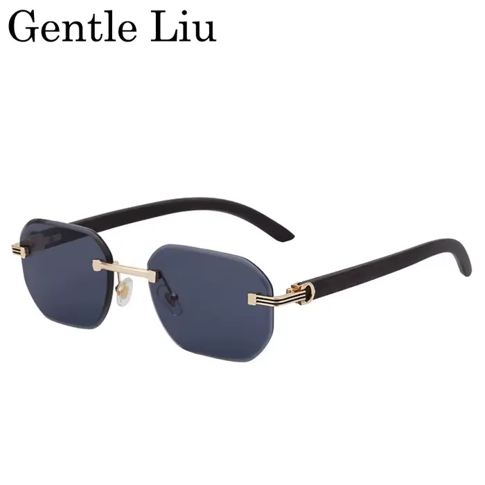 Lunettes de soleil vintage carrées sans monture pour hommes 2026 – Marque de luxe tendance, style pu