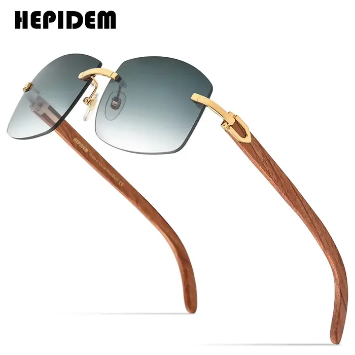 HEPIDEM lunettes en corne de buffle hommes marque célèbre Design lunettes de soleil sans monture fem