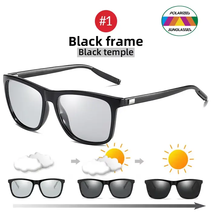 Lunettes de soleil de pêche classiques pour hommes et femmes, polarisées, monture carrée en métal, U