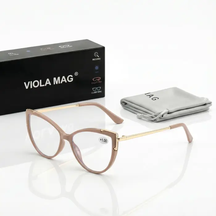 Lunettes de lecture vintage œil de chat VIOLA MAG, lunettes anti-lumière bleue en métal, pour femmes