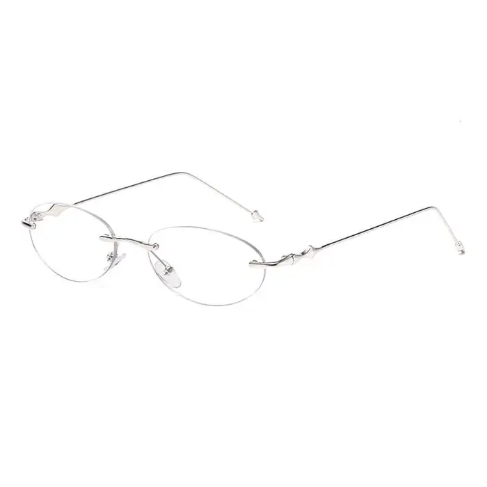 Lunettes optiques ovales sans bords pour femmes, tendance, blocage de la lumière bleue, argent, or, 