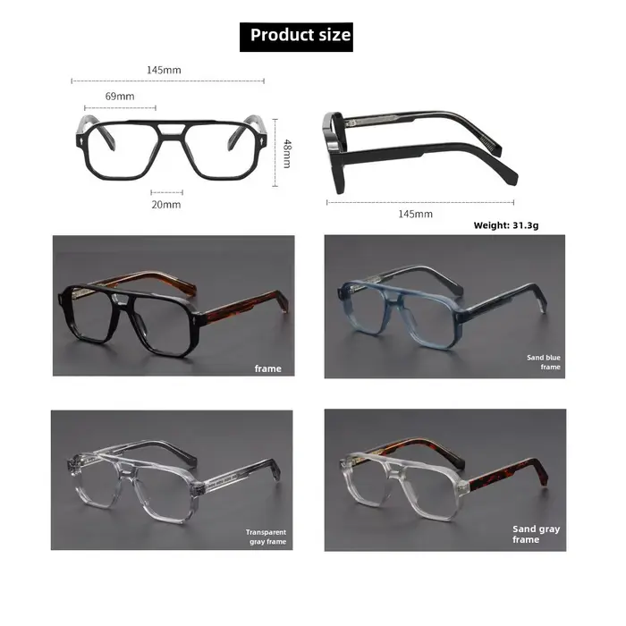 Lunettes de soleil rétro à double pont pour hommes