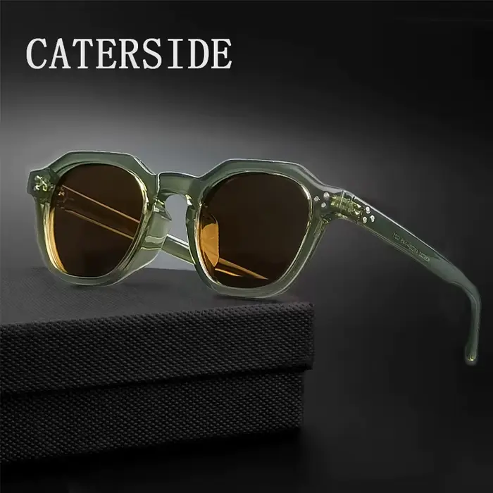 Lunettes de soleil polarisées rétro CATERSIDE pour hommes, monture ultralégère TR90, lunettes de sol