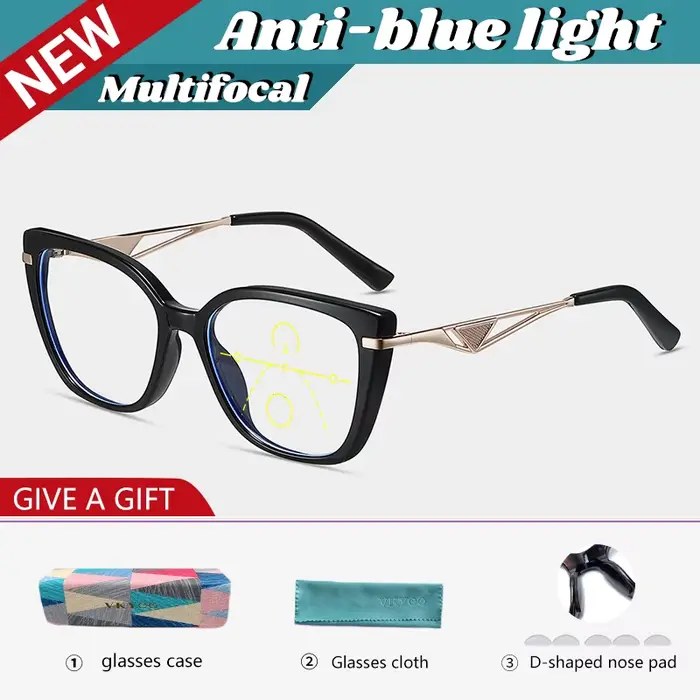 VICKI – lunettes carrées tendance pour femmes, verres photochromiques multicolores multi-focus, disp