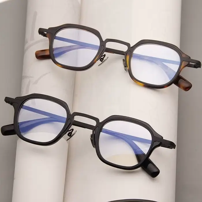 YCFoya Lunettes Rétro Homme Monture Acétate Écaille de Tortue Marque Tendance Style Affaires Femme