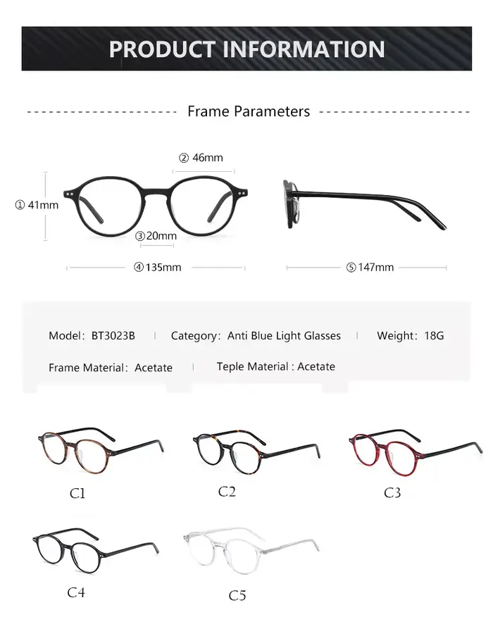 ZENOTTIC unisexe ultraléger acétate lunettes rondes Anti lumière bleue bloquant les lunettes d'ordin