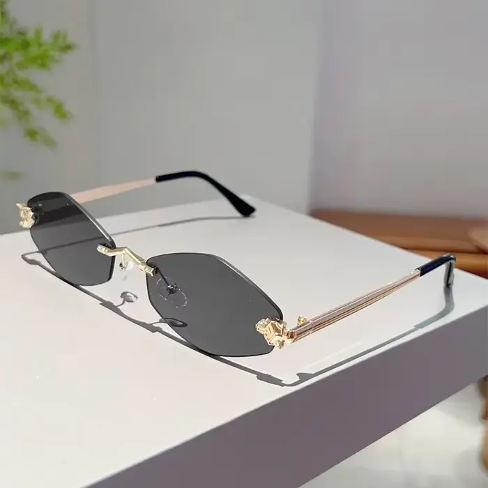 Vintage sans monture losange lunettes de soleil femmes pour hommes 2025 marque de luxe concepteur po