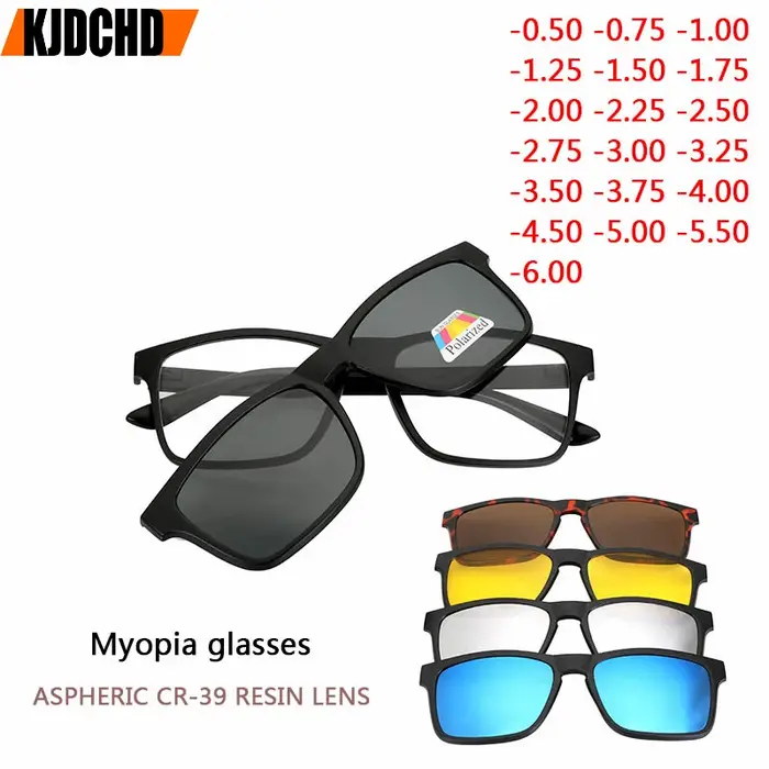 Lunettes de soleil polarisées fini myopie lunettes optique lunettes cadre hommes ceinture aimant 5 C