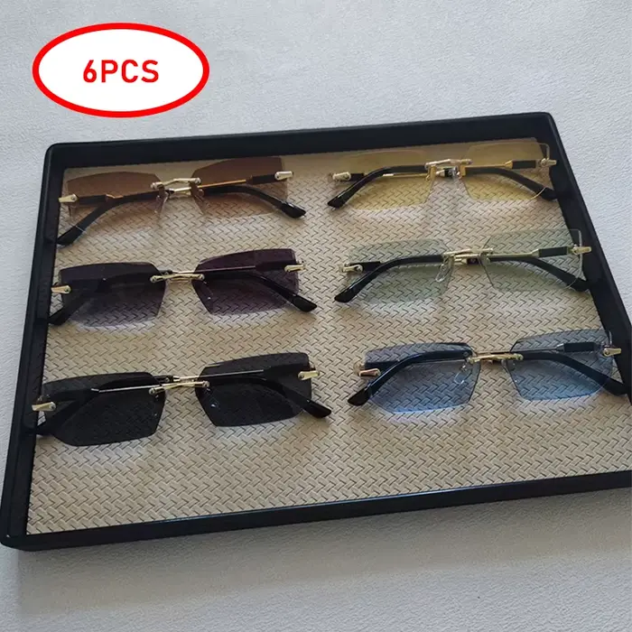 6 pièces/ensemble mode Rectangle sans monture femmes lunettes de soleil à la mode petites lunettes d
