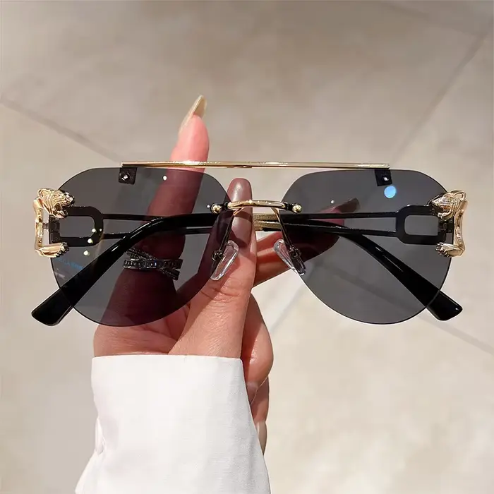 Lunettes de soleil vintage sans monture pour femmes, lunettes de soleil de luxe, lunettes de mode po