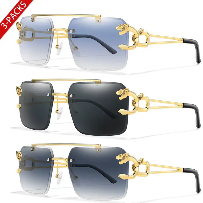 3 paires de lunettes de soleil imprimé léopard, branches métalliques pour hommes et femmes, vélo de 