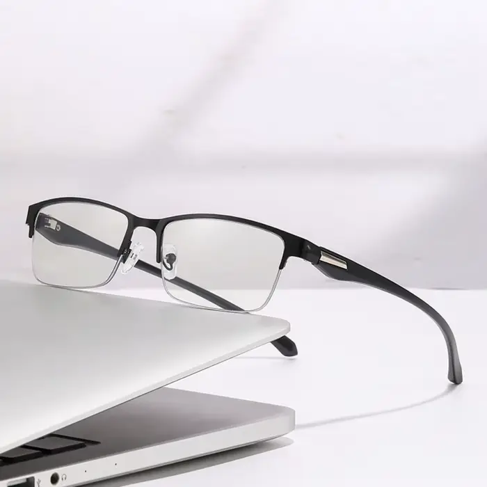 Lunettes Anti Blu-ray transparentes en plastique PC pour hommes, lunettes de soleil en alliage, acce