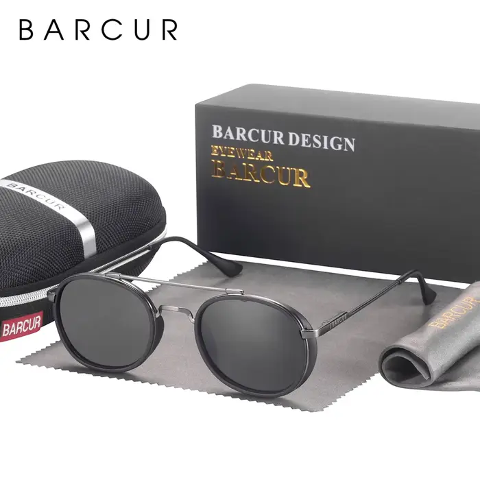 BARCUR Design lunettes De soleil rondes pour hommes femmes Retre lunettes De soleil classique access