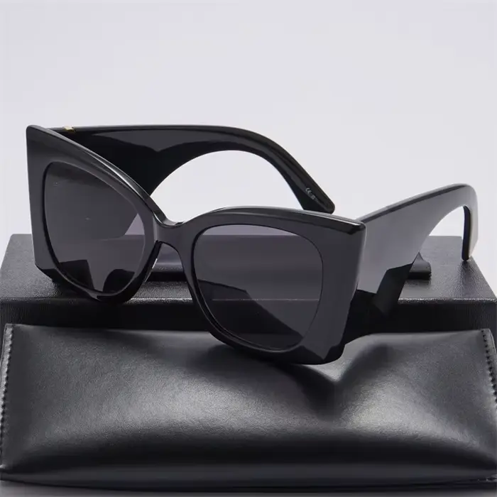 Lunettes de soleil tendance 2026, monture large noire en acétate, style rétro de marque, lunettes de
