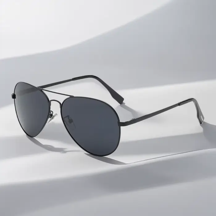 Classique grand pilote lunettes de soleil polarisées hommes de luxe en métal noir Aviation lunettes 