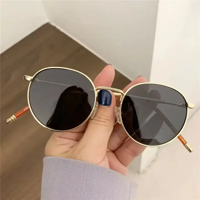 Lunettes de soleil rondes en métal pour femmes et hommes
