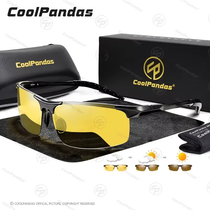 CoolPandas aluminium magnésium hommes lunettes de soleil photochromiques polarisées jour nuit condui