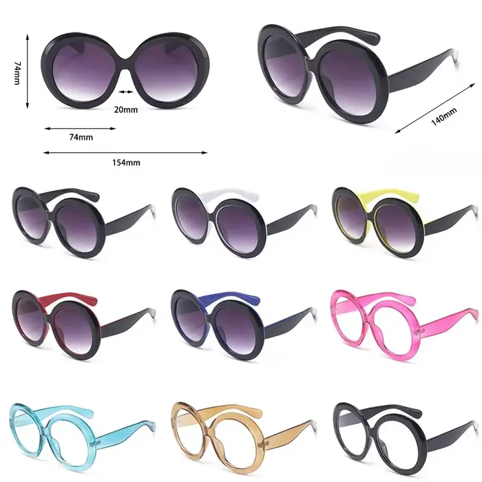 Lunettes de soleil rondes surdimensionnées pour femmes et hommes