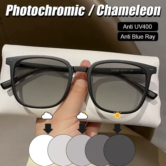 Lunettes photochromiques Anti-Radiation à monture carrée Ultra légère, lentille remplaçable pour fem