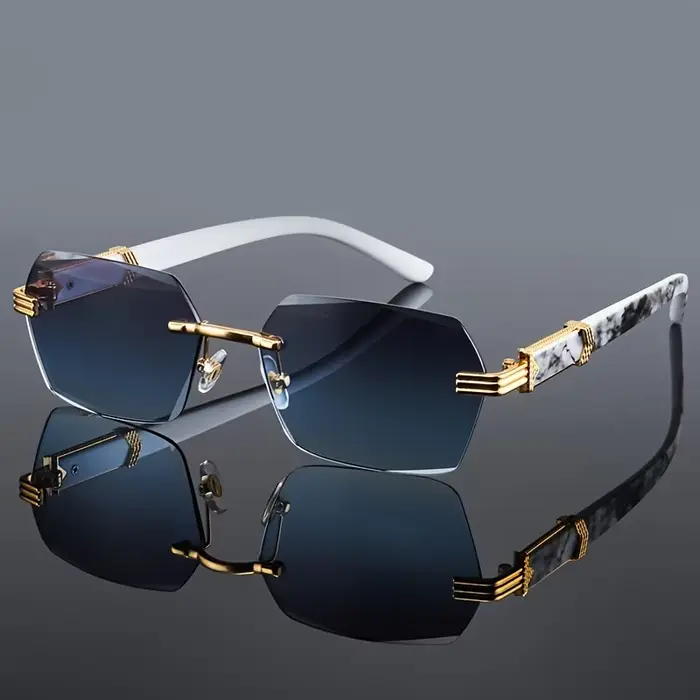 Lunettes de soleil sans bords pour hommes et femmes, à la mode, sans cadre, classiques, petits carré