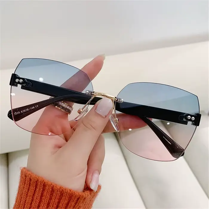 Lunettes de soleil vintage sans monture pour femmes