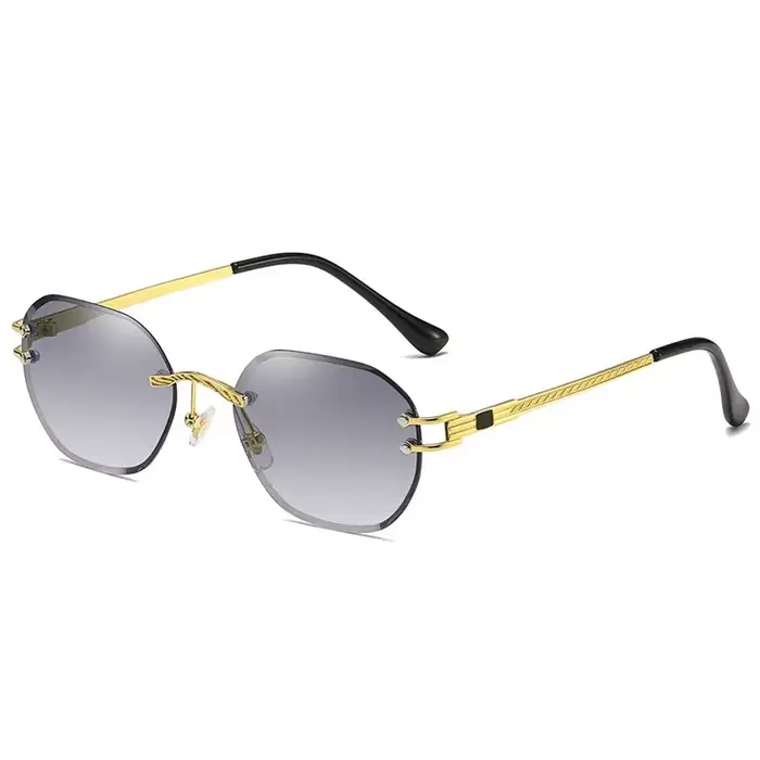Lunettes de soleil bleues sans cadre pour hommes et femmes, carrées en métal, de haute qualité, miro