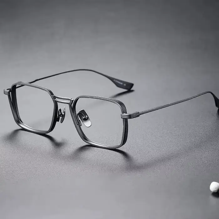 Lunettes rétro pour homme, lunettes carrées vintage en métal avec verres transparents, lunettes anti