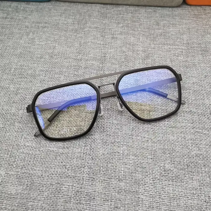 Lunettes carrées ultra-légères à double faisceau en titane pour hommes et femmes, lunettes rétro, lu