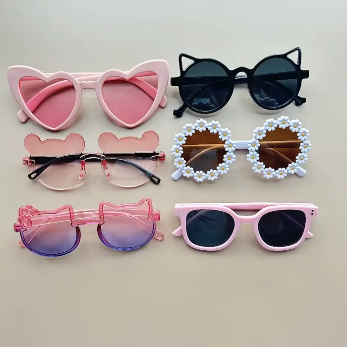 6 paires de lunettes unisexes rondes en forme de cœur, mignonnes, pour fête et danse, lunettes décor