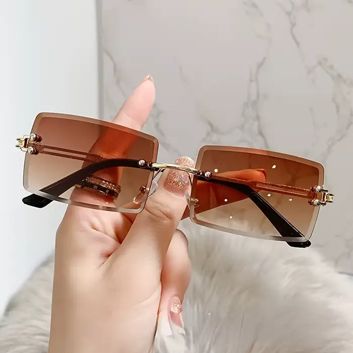 Lunettes de soleil sans monture pour femmes et hommes, marque de luxe, Vintage, nuances de mode, lun