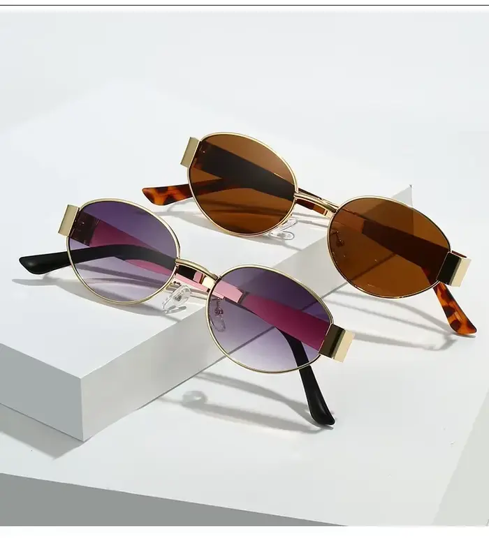 Lunettes de soleil unisexes de luxe en métal