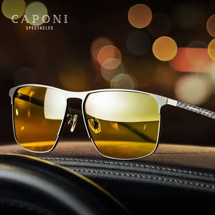 CAPONI Top qualité Vision nocturne lunettes de soleil pour hommes femmes cadre en Fiber de carbone