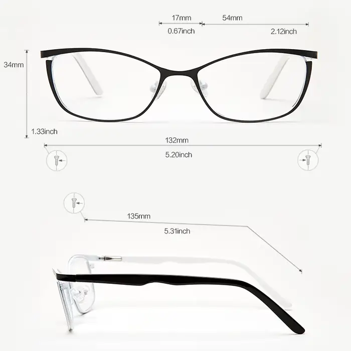 Lunettes œil de chat en métal pour femme