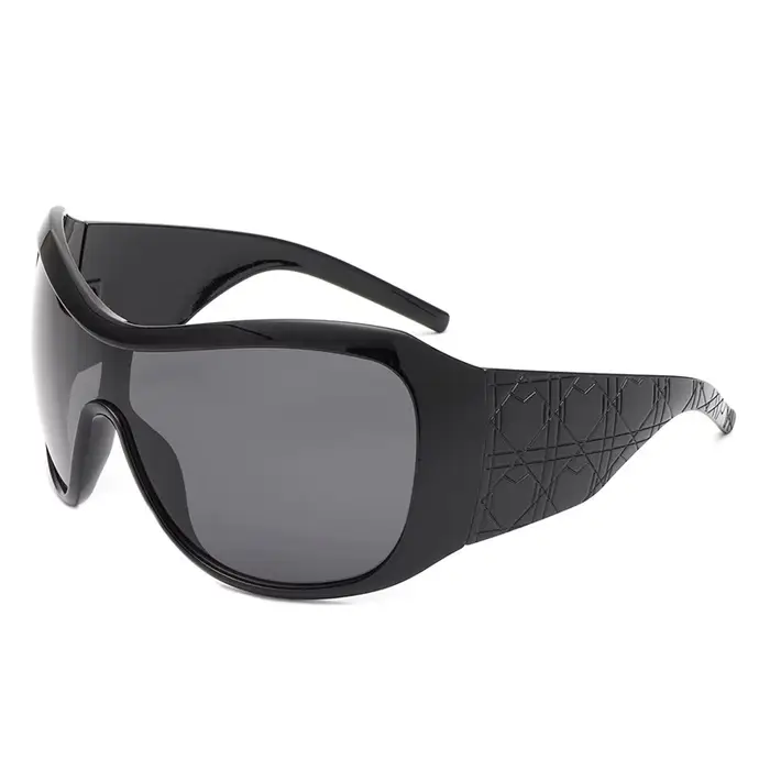 Lunettes de soleil surdimensionnées Y2K pour femmes et hommes, une pièce, vintage, bouclier carré dé