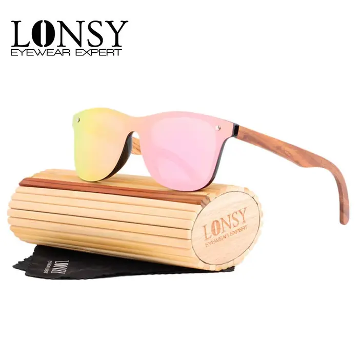 Lunettes de soleil rétro en bois pour hommes et femmes