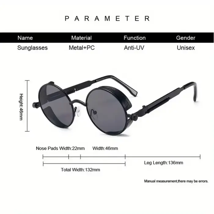 Lunettes de soleil Steampunk classiques pour hommes et femmes