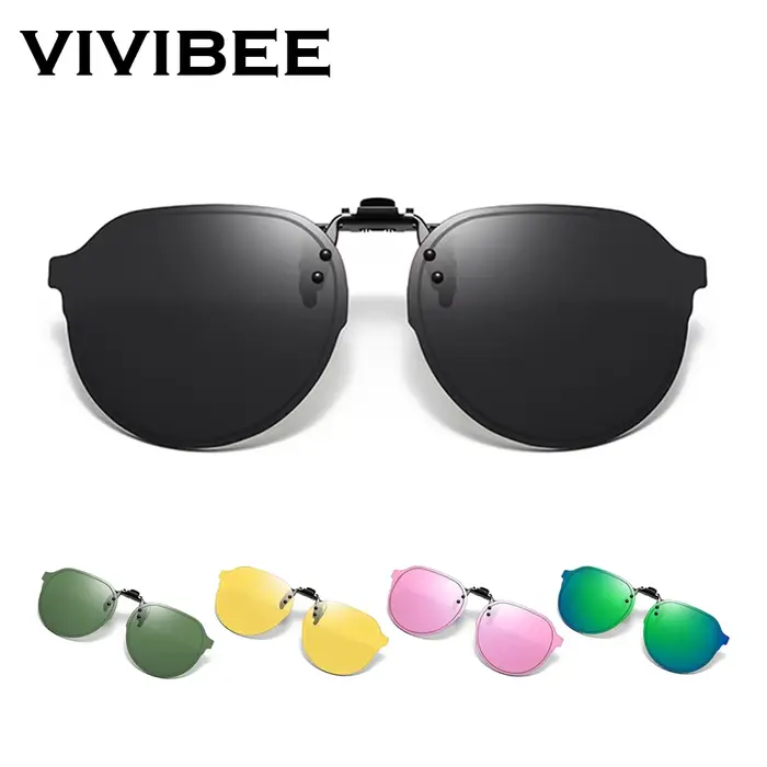 VIVIBEE Flip Up Clip sur lunettes de soleil polarisées hommes conduite femmes pêche UV400 Vision noc
