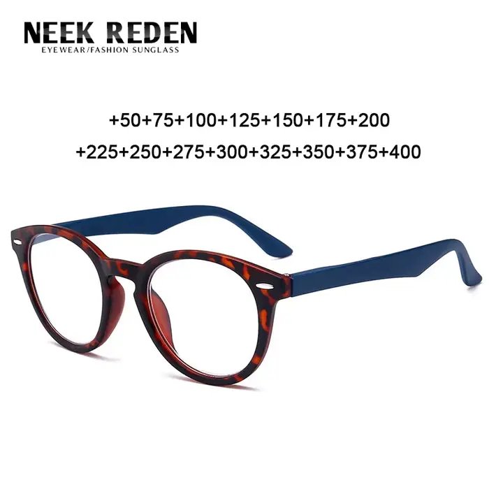 Lunettes de lecture rondes léopard bleu pour femmes et hommes