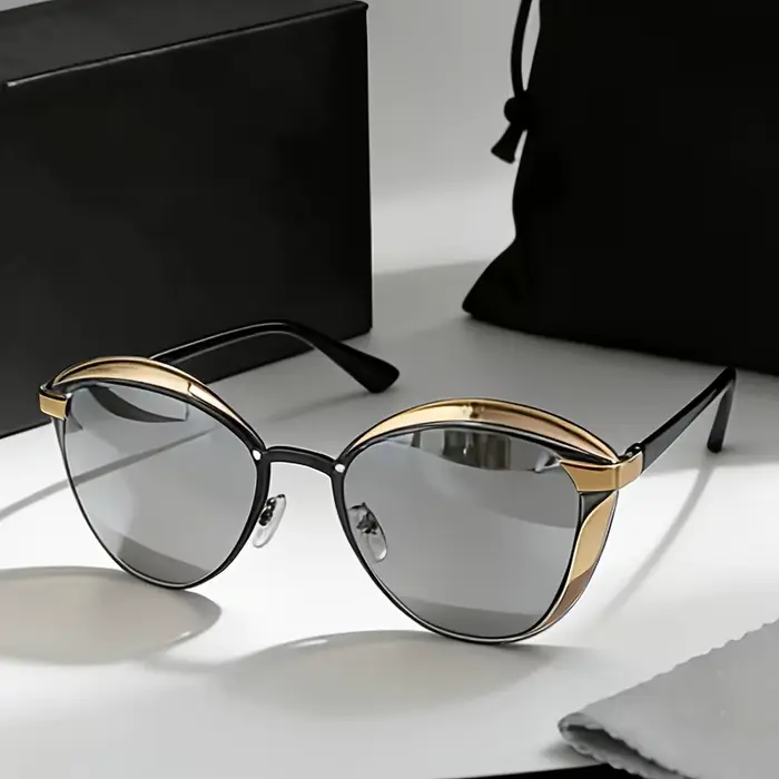 Lunettes de soleil papillon rétro classiques avec monture métallique unisexe