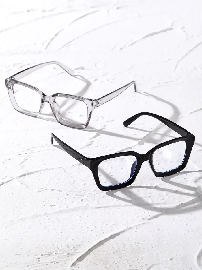 Lunettes transparentes à monture géométrique en plastique