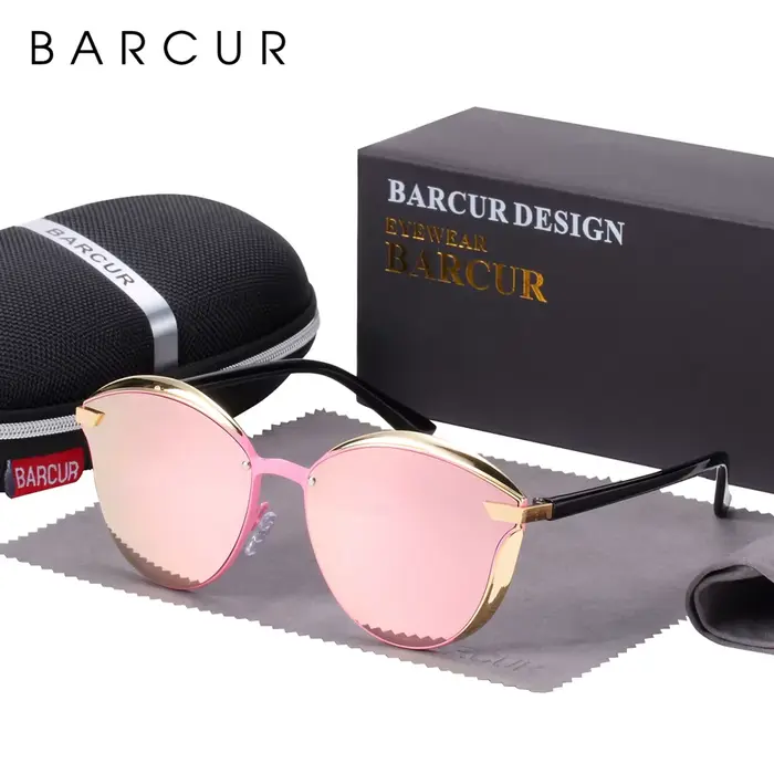 BARCUR lunettes De Soleil polarisées femmes luxe rond verre De Soleil pour femmes dames Femme ombre 