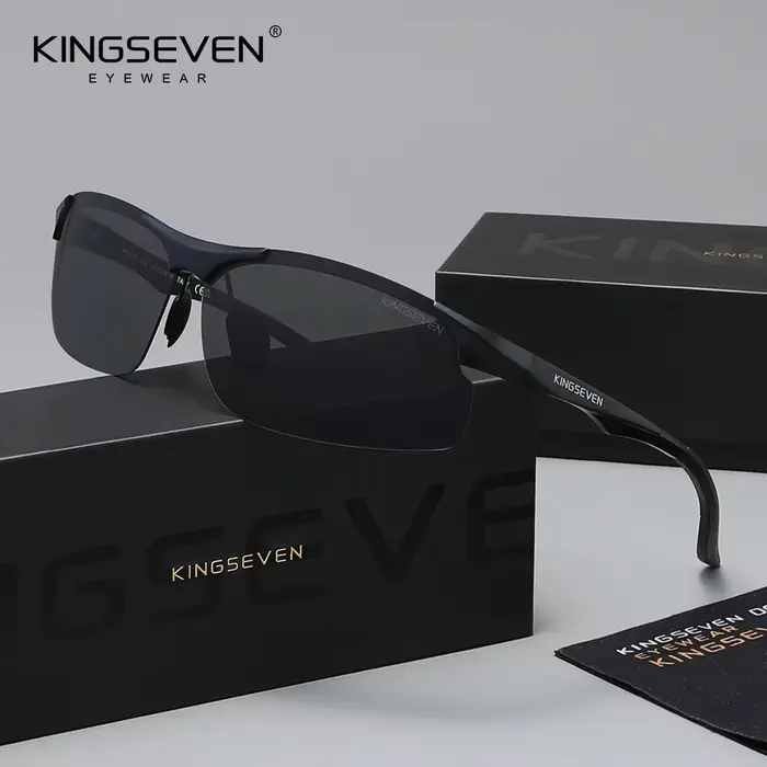 KINGSEVEN – lunettes de soleil polarisées UV400 pour hommes et femmes, monture en aluminium, de haut