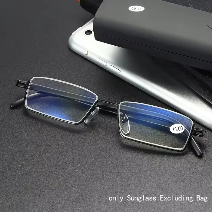 Lunettes de Lecture Anti-Lumière Bleue en Métal, Demi-Monture, pour Homme