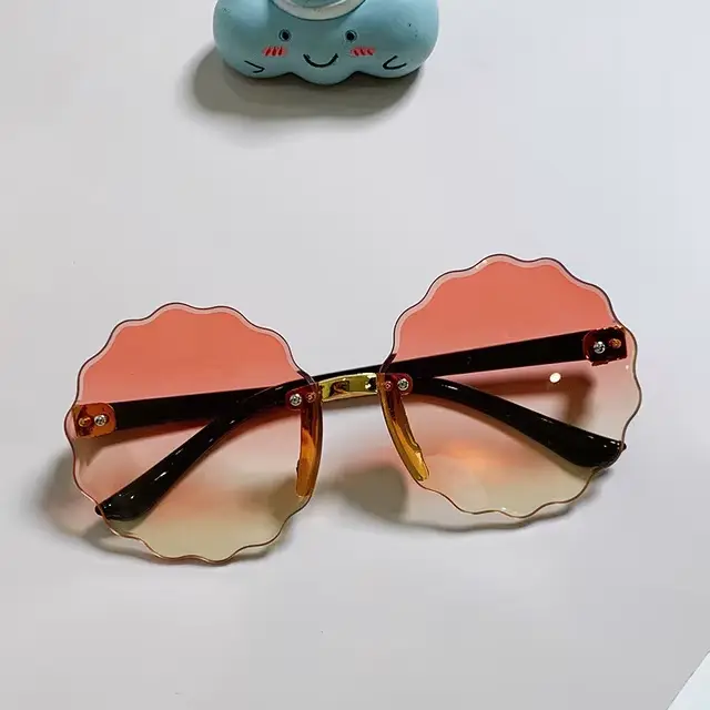 Lunettes de soleil rondes rétro pour enfants, lunettes de soleil de fête sans monture pour bébé, lun