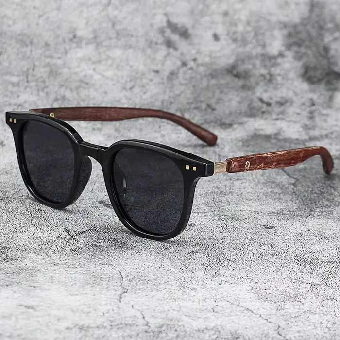 Nouveaux hommes Vintage cadre en bois lunettes de soleil marque classique carré