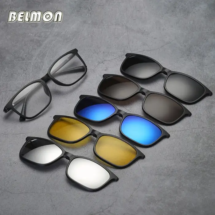 Belmon monture de lunettes hommes femmes avec 5 pièces pince sur lunettes de soleil polarisées lunet