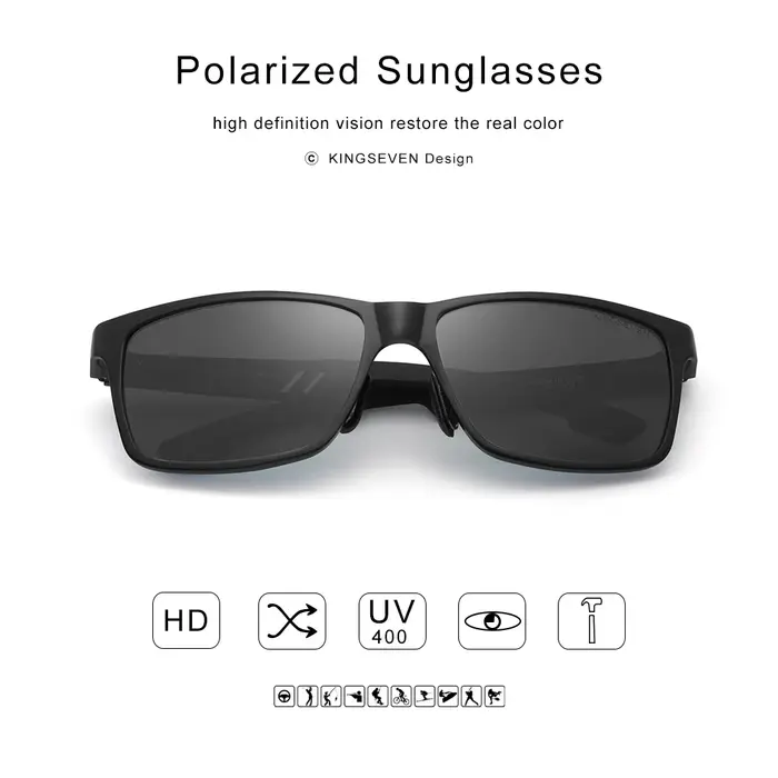 KINGSEVEN-Lunettes de soleil polarisées plein cadre pour hommes, matériau en aluminium, lunettes de 