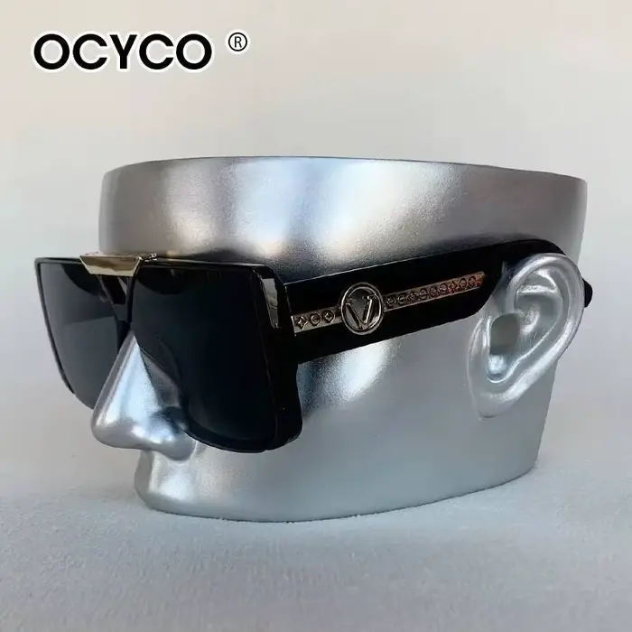 Lunettes de soleil carrées Vintage à grande monture pour hommes et femmes