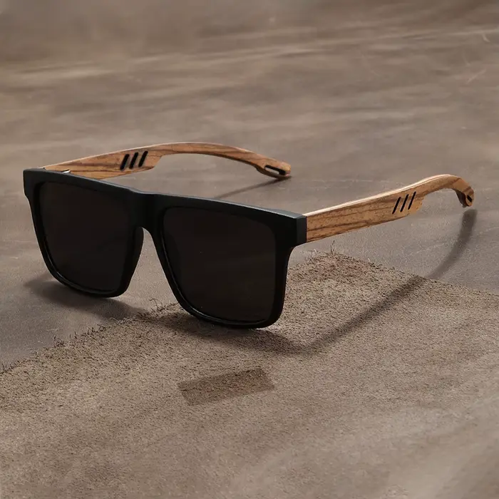 Lunettes de soleil rétro en noyer, ultralégères, carrées, polarisées, exquises, à la mode, pour homm