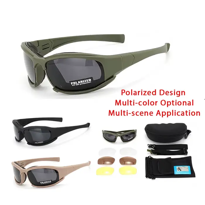 Lunettes tactiques à 4 lentilles 2025 – Lunettes de sécurité polarisées